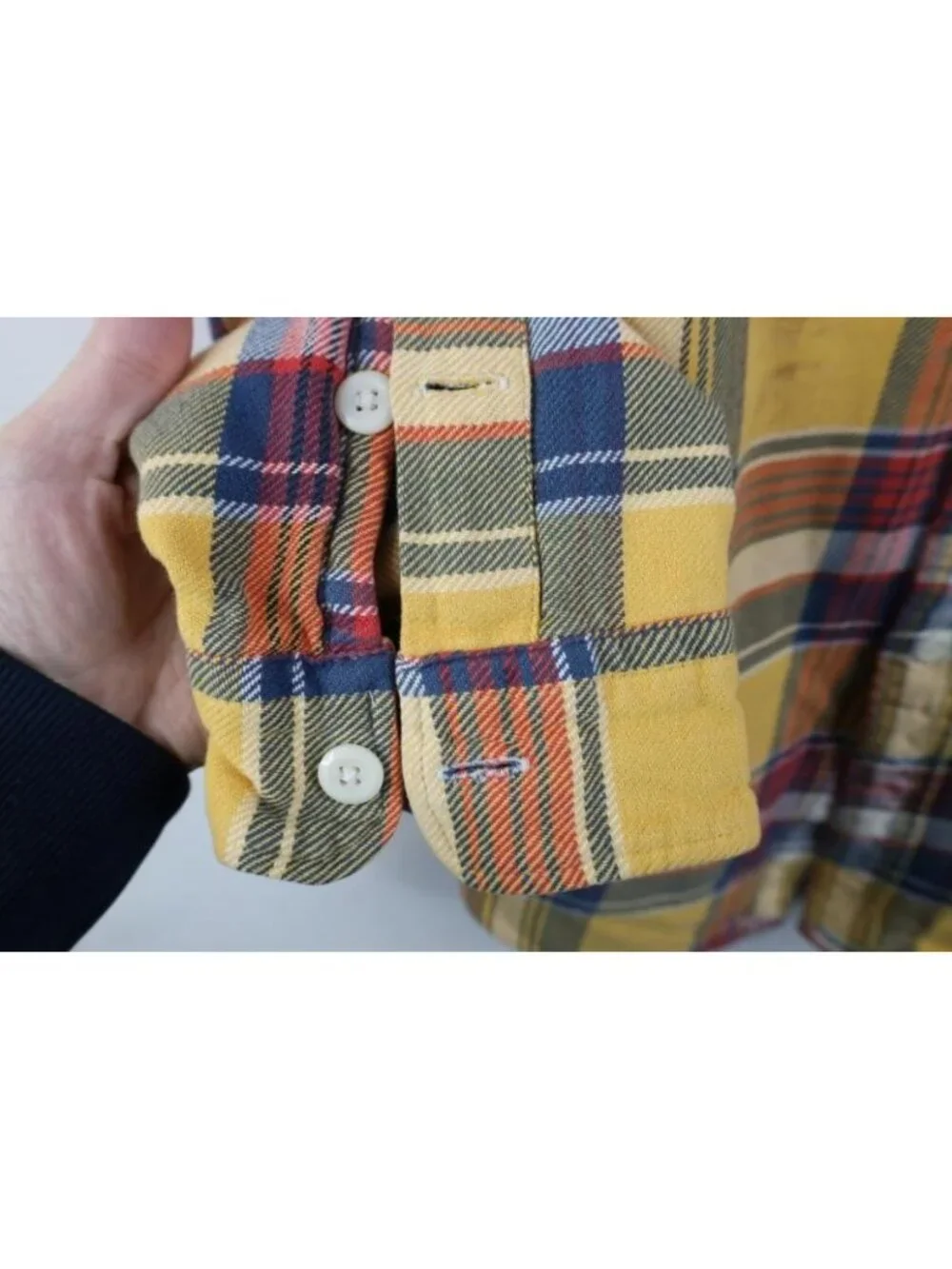 Vtg 90s Ralph Lauren Mens Large Distressed Heavy Flannel Collared Button Shirt